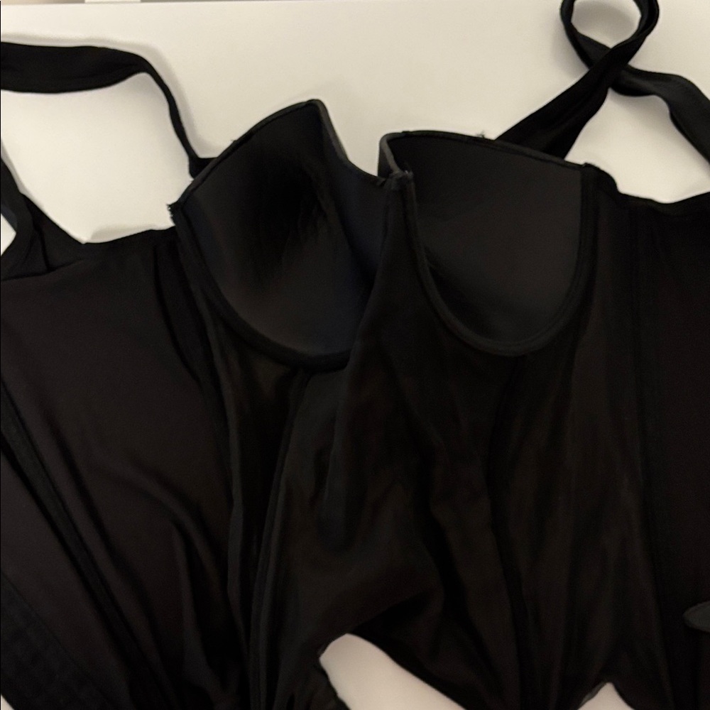 Black Faux Leather Corset with Buckle Details - Picture 4 of 6
